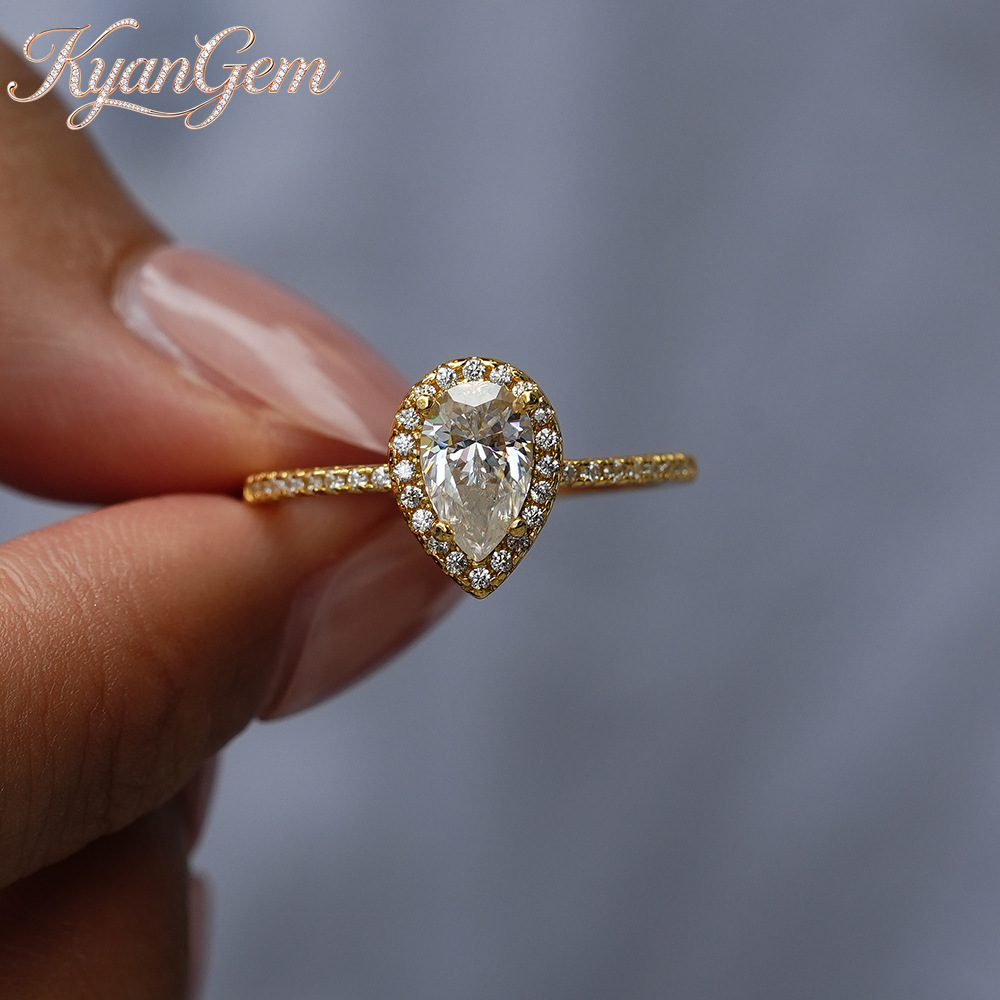 Moissanite Engagement Ring 1 Carat - KyanGem Ring aus echtem 18-karätigem Gold