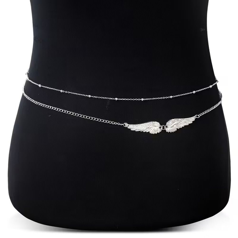 Body Jewelry - Elegante doppellagige Flügel-Körperkette aus Metall mit