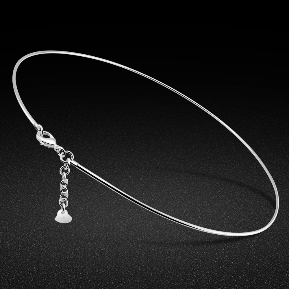 925 Sterling Silver Chain Necklace Men - Kpop Halskette aus 925er-Sterlingsilber, einfache Kragen-Halsketten