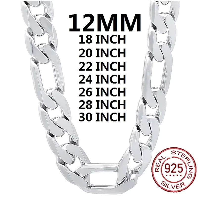 Cuban Link Chain 12Mm - 925 Sterling Silber Halskette für Herren,