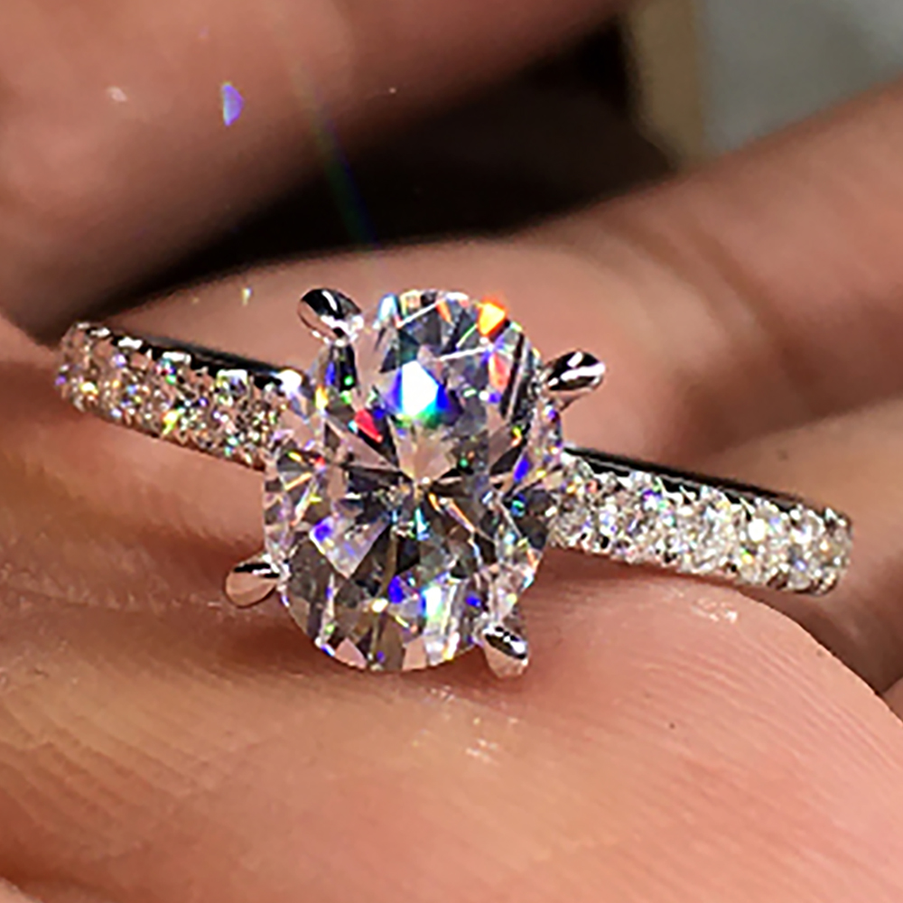 Moissanite Engagement Ring 1 Carat - Maßgefertigter Massiver 10K Weißgold Damen Hochzeits-Jubiläums-Verlobungsring
