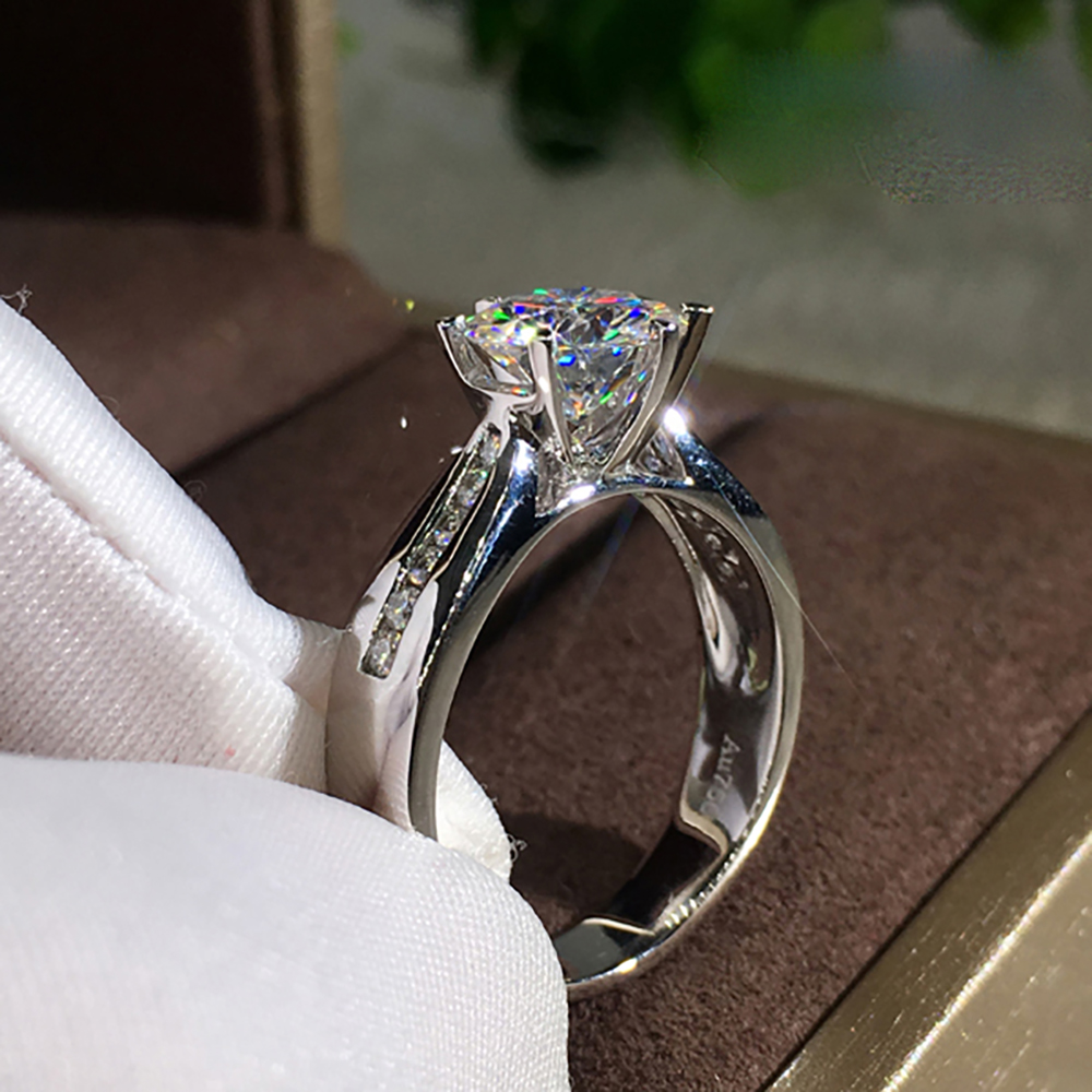 Moissanite Engagement Ring 1 Carat - Benutzerdefinierter massiver 14K Au585 Weißgold Damen