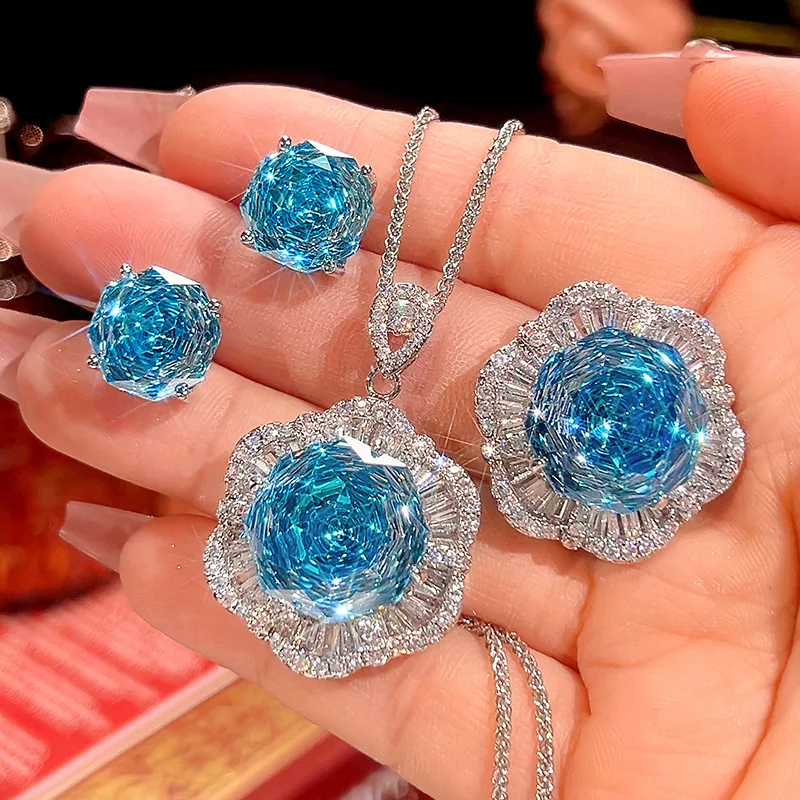 Earrings - Modischer Damenschmuck, Kamelienblumen-Ohrringe, Halskette, verstellbarer Ring,