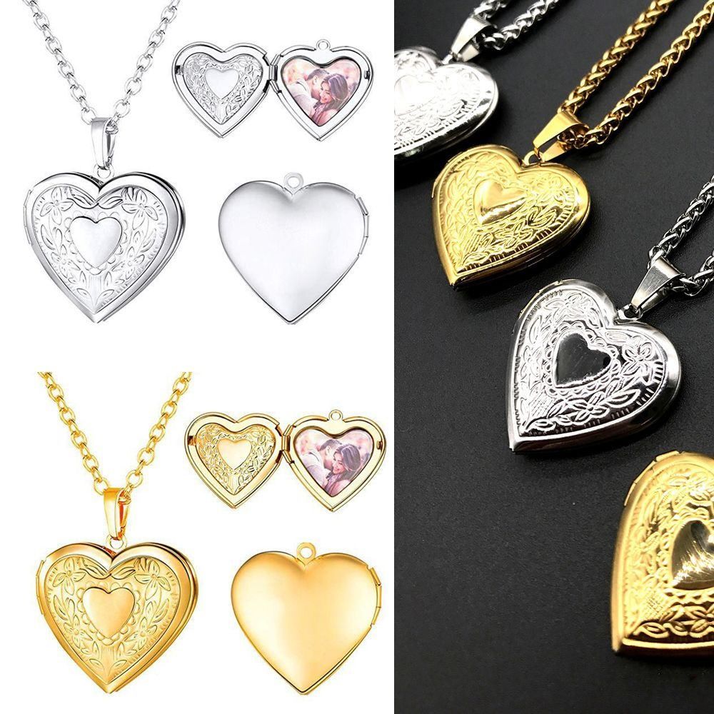 Heart Locket Necklace Photo - Modische Ketten-Schmuckanhänger: Herzförmiges Foto-Medaillon für Freunde
