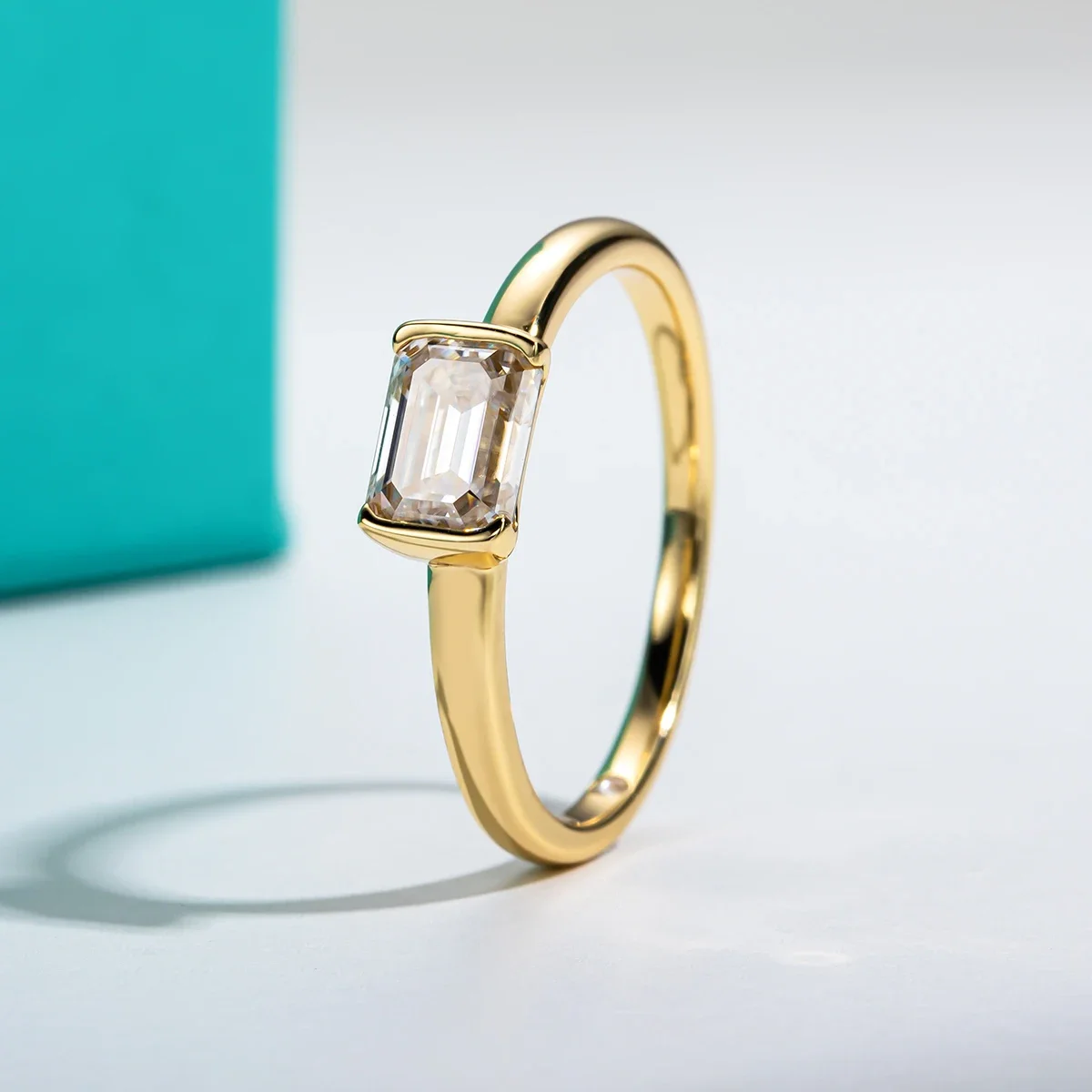 Moissanite Engagement Ring 1 Carat - FCGJHW 1 Karat Smaragdschliff D-Farbe Moissanit-Ring