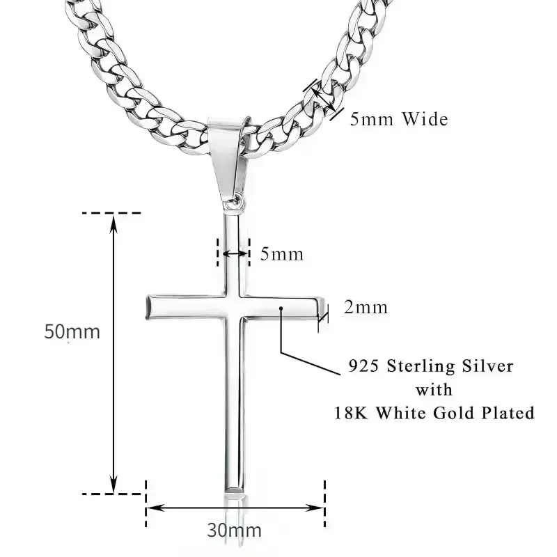 Kreuz-Halskette aus 925er-Ster – 925 Sterling Silver Chain Necklace Men Bewertung und Preis