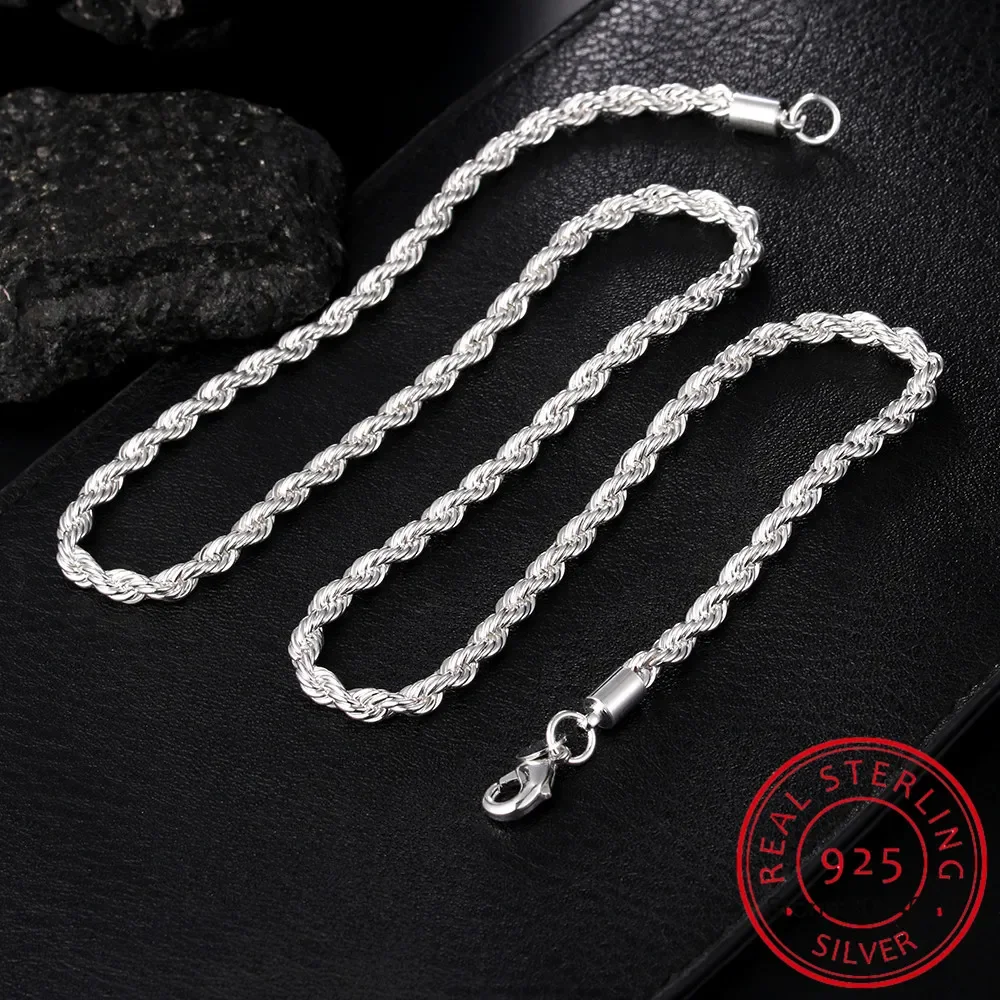 2/3/4 MM 16-24 Zoll Seil Kette – 925 Sterling Silver Chain Necklace Men Bewertung und Preis