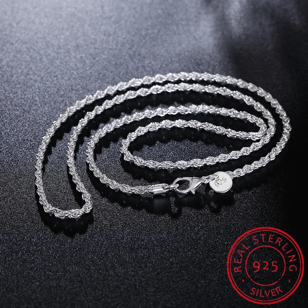 2/3/4 MM 16-24 Zoll Seil Kette – 925 Sterling Silver Chain Necklace Men Bewertung und Preis
