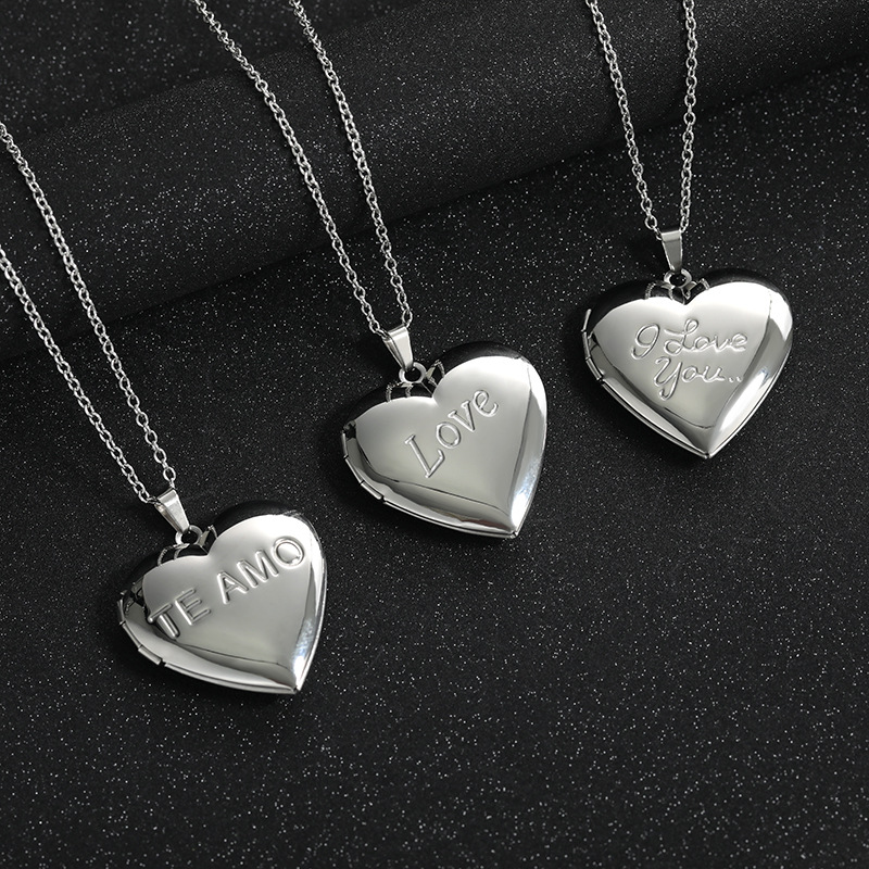 Edelstahl-Herz-Medaillon-Halsk – Heart Locket Necklace Photo Bewertung und Preis