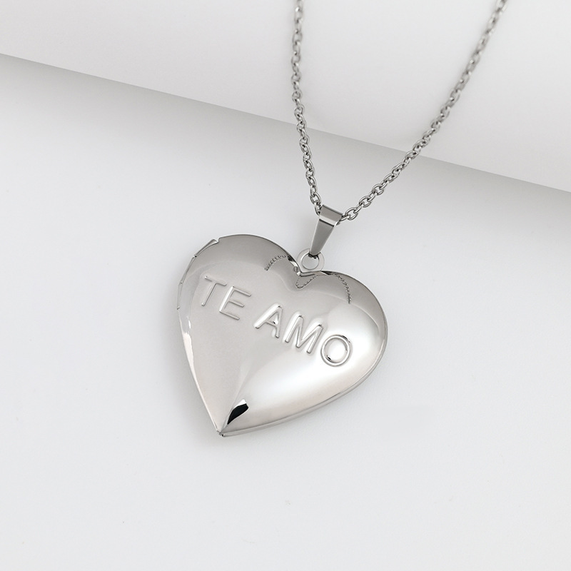 Edelstahl-Herz-Medaillon-Halsk – Heart Locket Necklace Photo Bewertung und Preis
