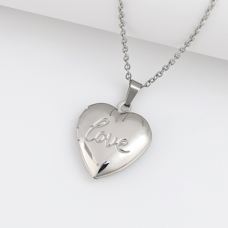 Edelstahl-Herz-Medaillon-Halsk – Heart Locket Necklace Photo Bewertung und Preis