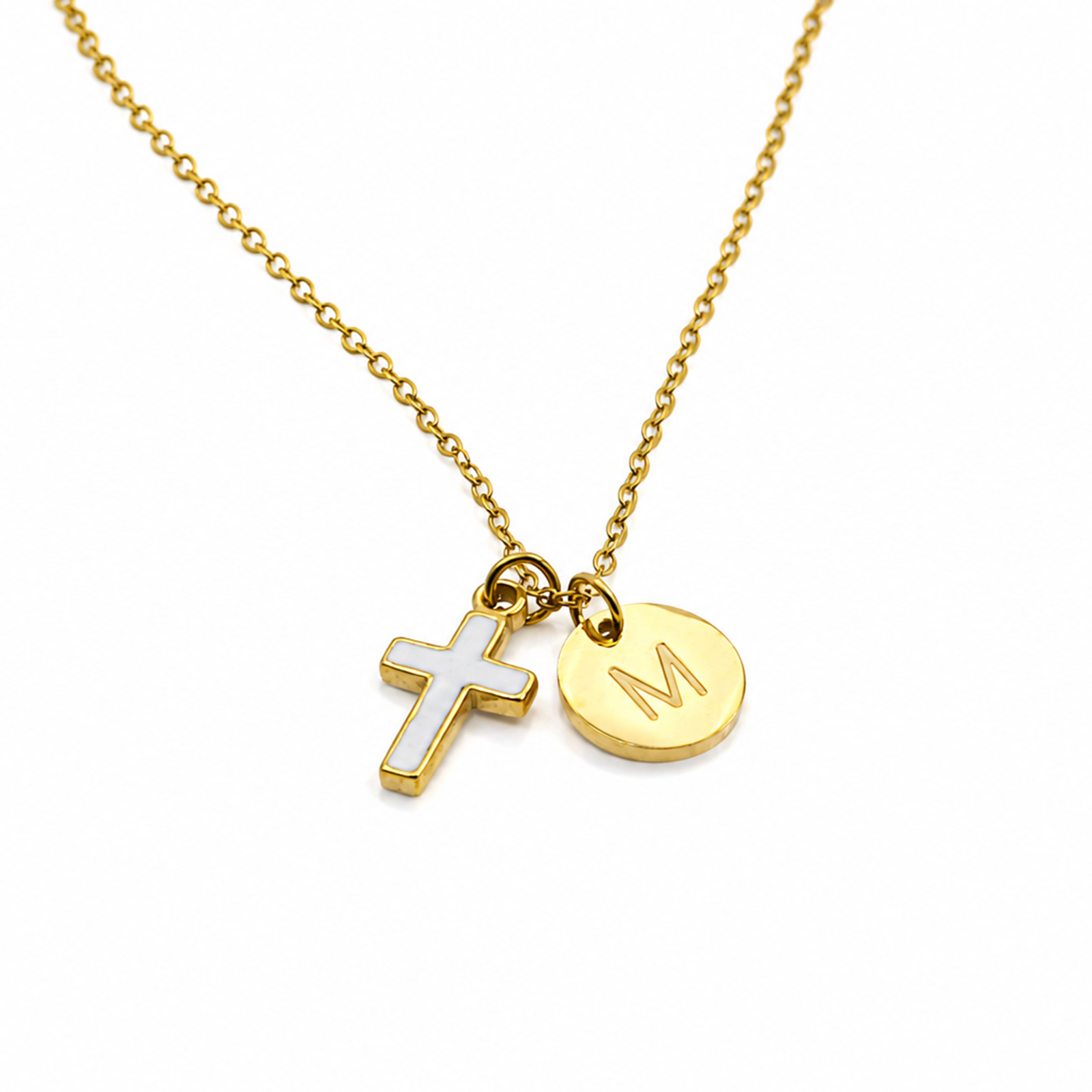 Kreuz-Initialen-Halskette aus  – Initial Letter Necklace 18K Gold Bewertung und Preis