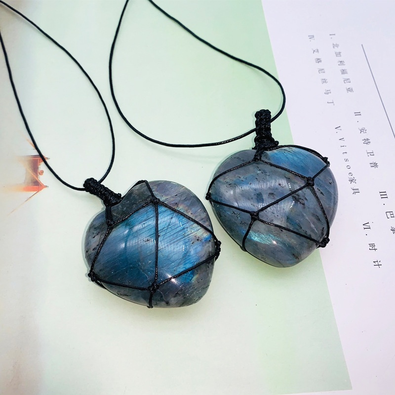 Natürliche Handgewebte Labrado – Crystal Pendant Necklace Natural Stone Bewertung und Preis